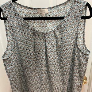 Blue and Brown Pattern Blouse